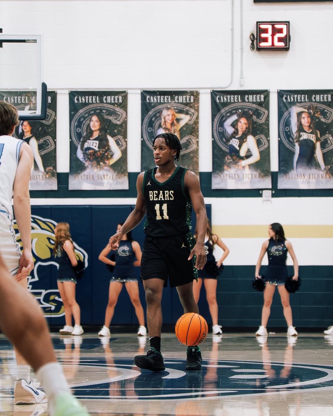 Jumper over two defenders